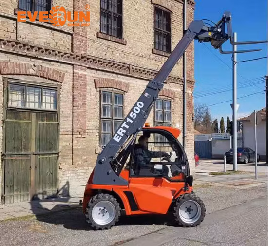 Everun Ert1500 1.35ton Motore idrostatico EPA4 Mini Telehander telescopico Caricatore gommato per macchina da costruzione